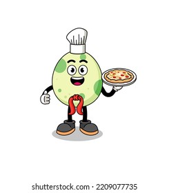 Illustration of spotted egg as an italian chef , character design