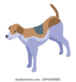 Illustration of a spotted hound dog standing with its tail raised