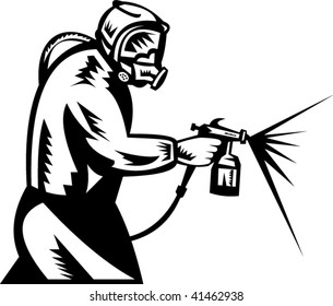 Illustration Of A Spray Painter At Work