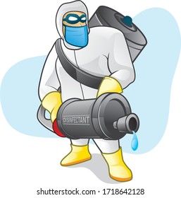 illustration of spraying disinfectant with strong characters