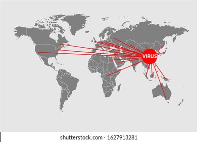 Illustration Of The Spread Of A New Coronavirus COVID-19 Around The World. Vector Illustration.