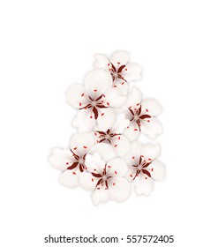 Illustration Spring Background with Cherry Blossom, Place for Text - Vector