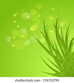 Illustration spring background background with green grass - vector