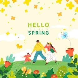 Illustration Of Spring Background. Vector Illustration
