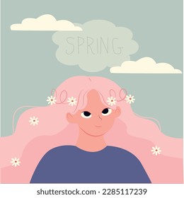 illustration of spring background. Vector illustration.hello spring, potter, banner, background, illustration