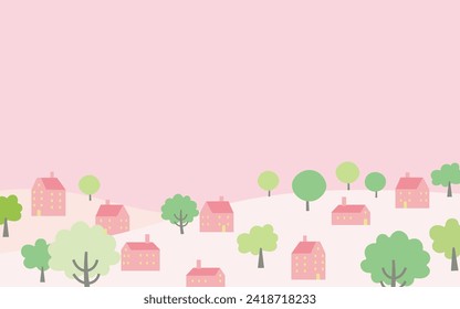 Illustration of a spring cityscape