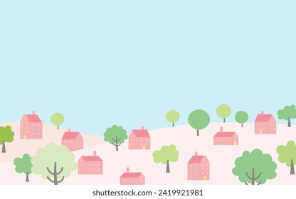 Ilustración de un paisaje urbano primaveral