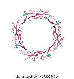 illustration of spring flowering wreath