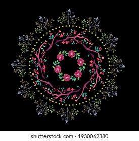 illustration of spring flowering wreath