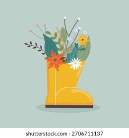 ilustração de flores de primavera em bota