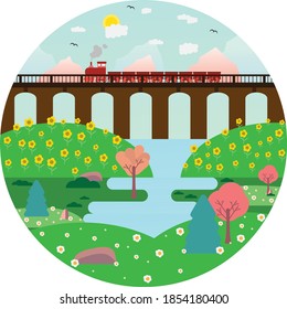 illustration of a spring full of herbs and flowers