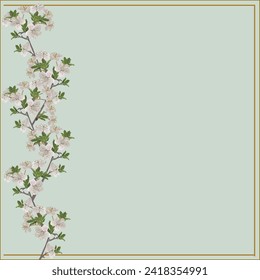 illustration with spring tree blossoms isolated on light background