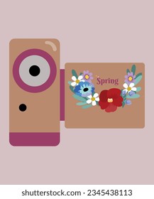  Illustration Spring and Video Camera, Flowers