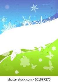 Illustration With Spring And Winter Background