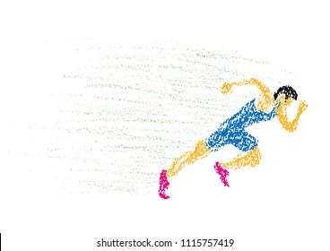 Illustration of Sprinter drawn with crayon
