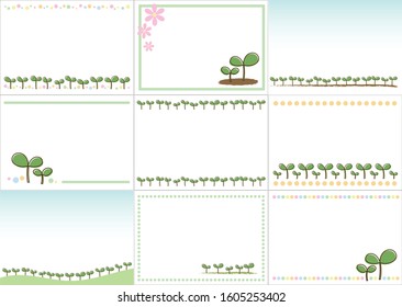 Illustration of sprout for message card. assortded designs.