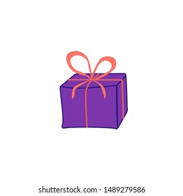 Illustration of sqare gift icon on white background.