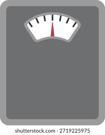 Eine Abbildung einer quadratischen analogen Badwaage mit einer Zifferblattanzeige in der oberen Mitte.