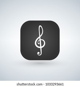 Illustration of a square application button with a g clef.