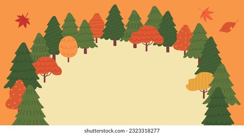 Ilustración de un cuadrado en el bosque de otoño