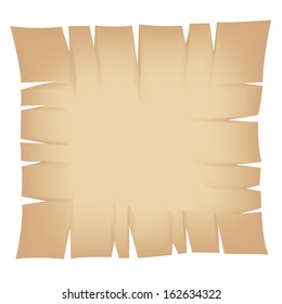 Illustration von Square Beige Torn Banner einzeln auf weißem Hintergrund