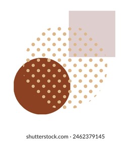 Illustration of square circle and dot brown color elements.This unique product features a captivating design showcasing a combination of square, circle, and dot elements in a rich brown color palette.