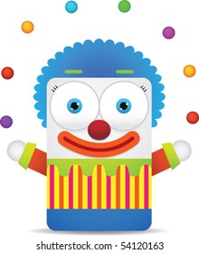 Illustration of Square Clown doing ball juggling
