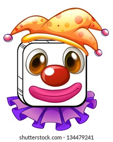 Illustration of a square clown face on a white background