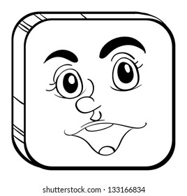 Illustration of a square face on a white background
