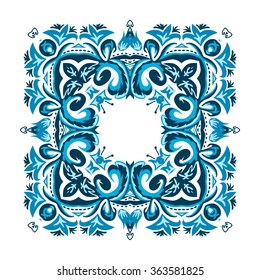 illustration of a square frame from abstract element on white background
