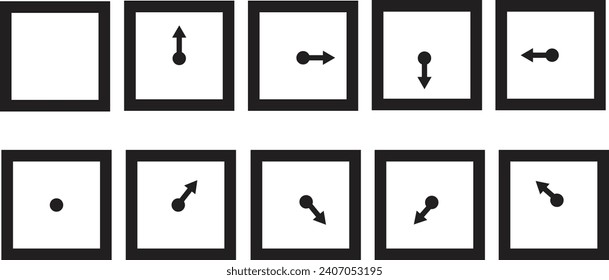 illustration of a square frame showing the clockwise rotation