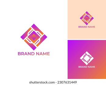 ILLUSTRATION SQUARE GRADIENT COLOR SIMPLE BUSINESS MODERN LOGO ICON TEMPLATE DESIGN VECTOR