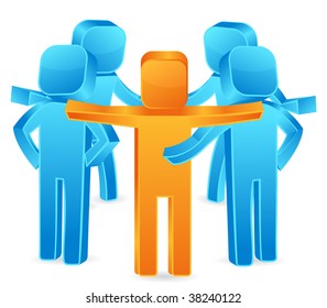 Illustration of a square guys discussing a strategy
