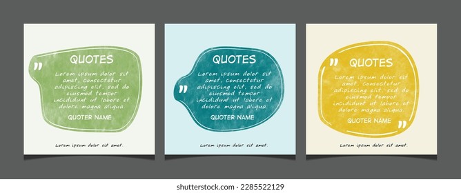 An illustration of square hand drawn organic shapes quote with watercolor style