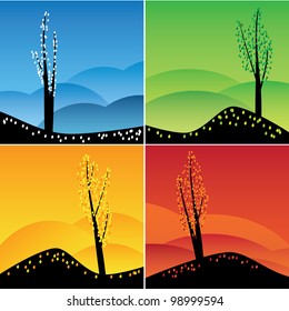 Illustration of square images of four seasons.