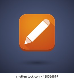 Illustration of a square long shadow app button with a pencil
