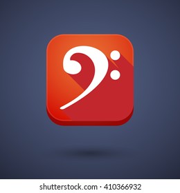 Illustration of a square long shadow app button with an F clef