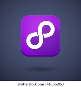 Illustration of a square long shadow app button with an infinite sign