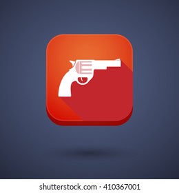 Illustration of a square long shadow app button with a gun