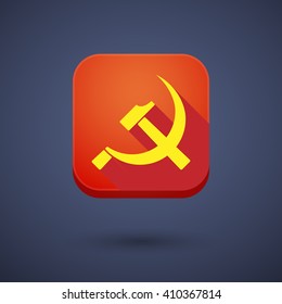 Illustration of a square long shadow app button with  the communist symbol
