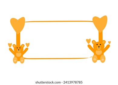 illustration of a square ribbon with a bear and heart shaped sash