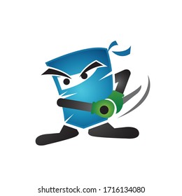 Illustration of square shape cartoon Ninja logo vector sign symbol vector illustration EPS, JPEG