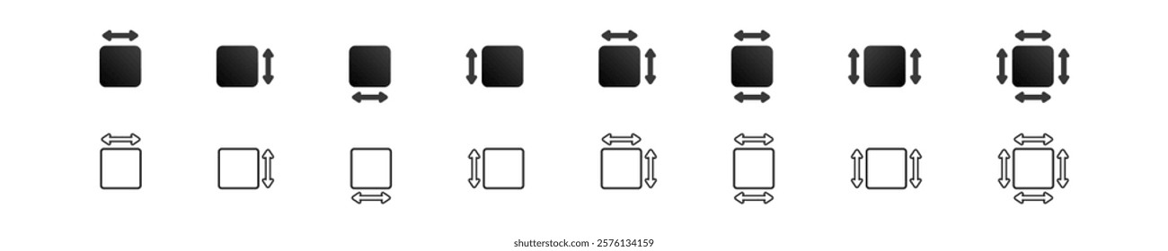 Illustration square size. Length cube sign. Corner square. Simple size square icon in vector design