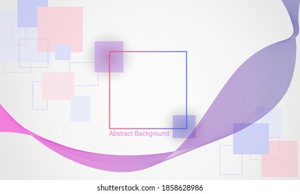 Illustration of squares and waves on white background. Pastel colors