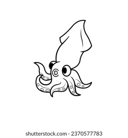 The Illustration of Squid Line Art