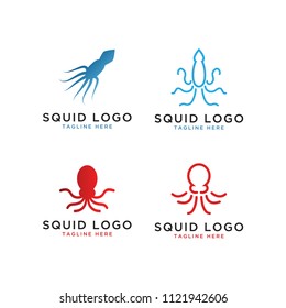 Illustration of squid octopus logo design template vector