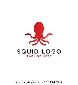 Illustration of squid octopus logo design template vector