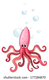 Illustration of a squid on a white background