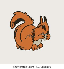 illustration with squirell, vector design for paper, fabric and other surface