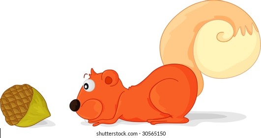ilustración de ardilla con bellota